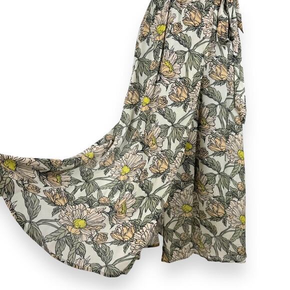 Anthropologie Blank London Dress Womens XS Gray Floral Flounce Maxi Wrap - Picture 4 of 14